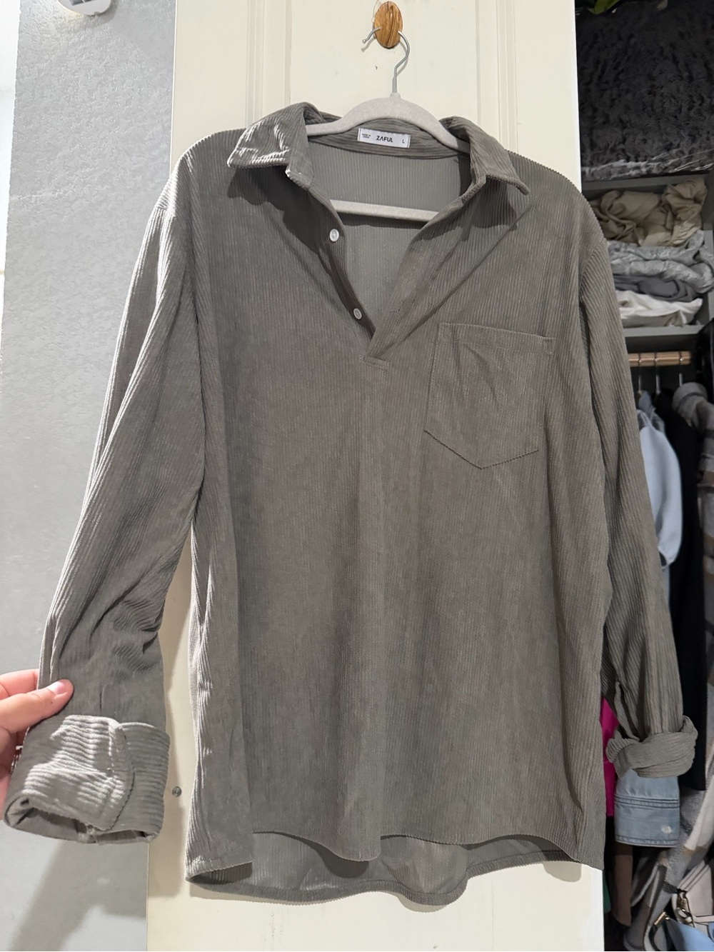 Zara Olive Corduroy Polo Shirt